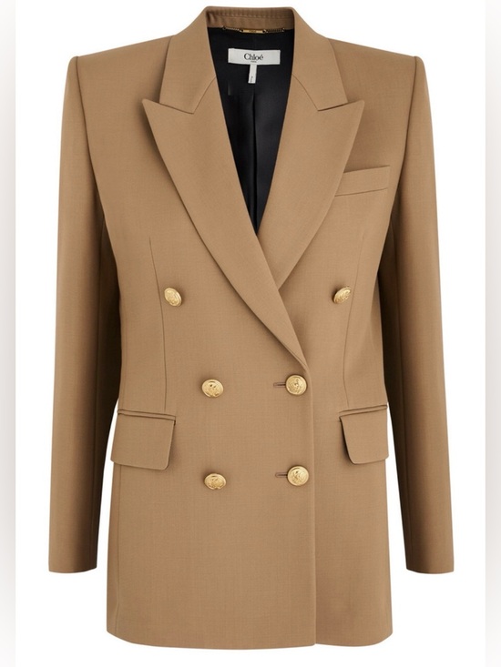 Chloe Jackets & Blazers - Chloé Wool Blazer Brown Double Breasted Gold Button Luxury Paris Designer
